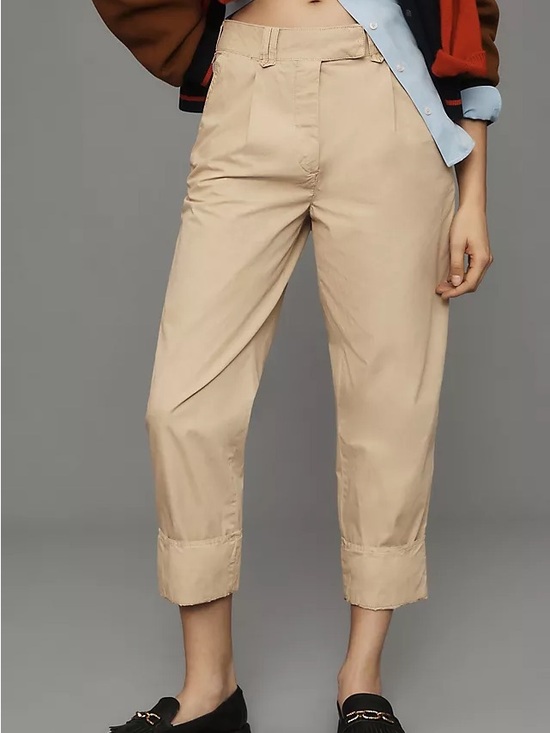 Anthropologie Pants - Anthropologie High-Cuff Tan Chino Pants